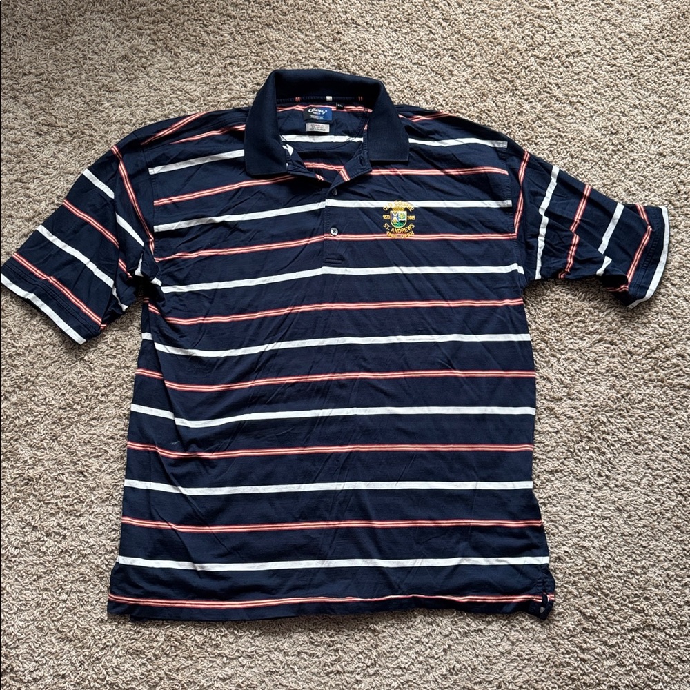 EUC Men’s Callaway Navy/Red/White/Gold Accents St. Andrew’s Open Golf Polo XXL